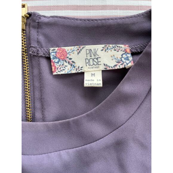 Pink Rose Women's Short Sleeve Purple Pocket T-Shirt Size M Back zipper casual - Picture 4 of 7